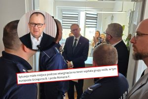 Adam Bodnar oraz Grzegorz Braun i Roman Fritz podczas interwencji w szpitalu w Oleśnicy