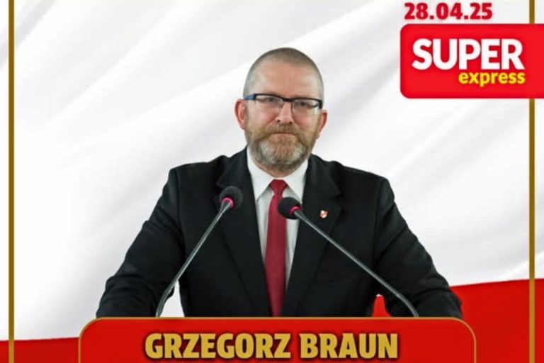 Grzegorz Braun podczas debaty. / Foto: social media Grzegorza Brauna