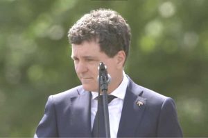 Nicusor Dan podczas "Marszu Patriotów" Rafała Trzaskowskiego w Warszawie 25 maja 2025 r.