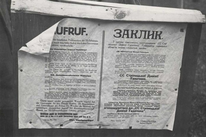 Plakat werbunkowy do SS-Galizien w językach niemieckim i ukraińskim