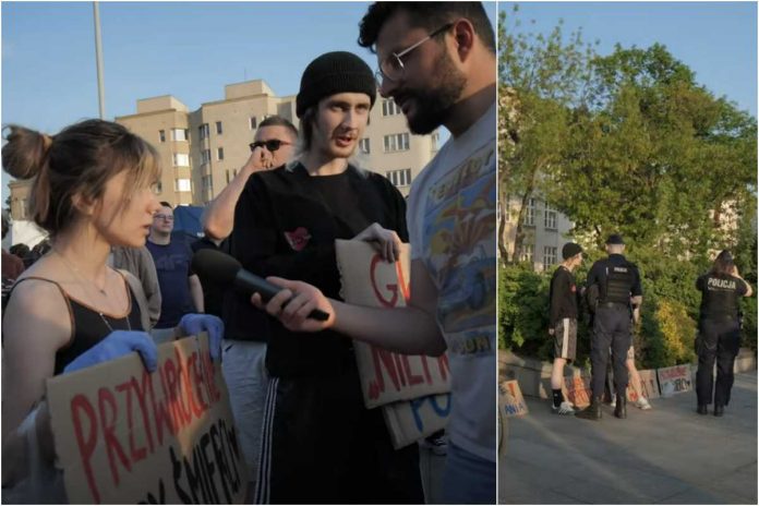 Prowokacja na wiecu Mentzena.