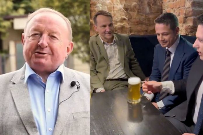 Stanisław Michalkiewicz oraz Radosław Sikorski, Rafał Trzaskowski i Sławomir Mentzen.