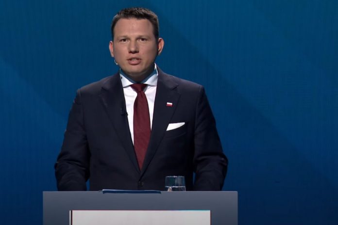 Sławomir Mentzen podczas debaty TVP.