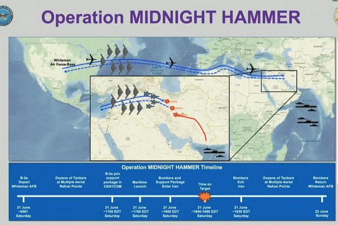 Schemat operacji Midnight Hammer. Foto: Pentagon