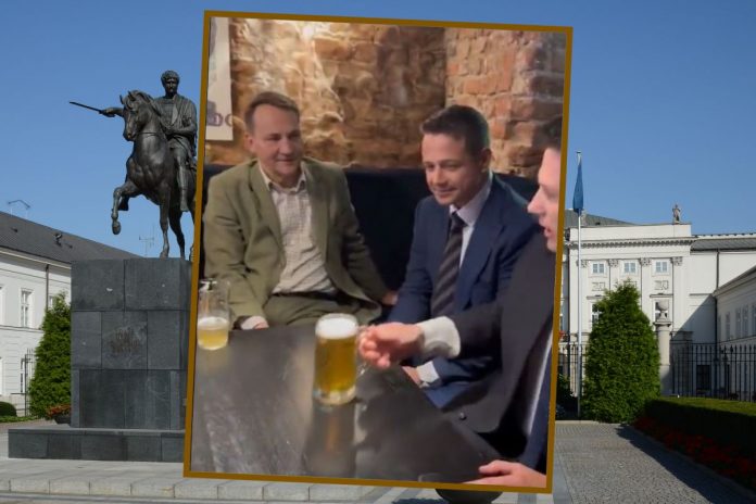 Pałac prezydencki w Warszawie oraz Radosław Sikorski i Rafał Trzaskowski na piwie ze Sławomirem Mentzenem.