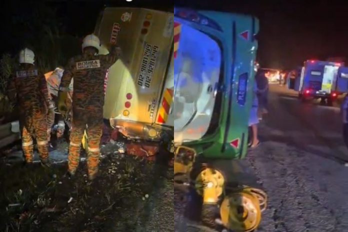 Wypadek autokaru w regionie Tasik Banding w Malezji.