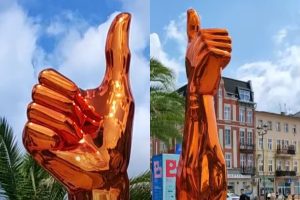 gliwice kciuk w gore pomnik rzezba