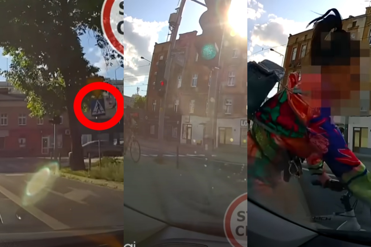 Brawurowa ucieczka na rowerze. Spowodowała kolizję i… [VIDEO]