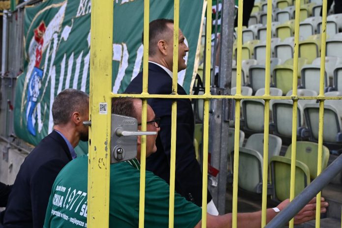 Karol Nawrocki na meczu Lechii Gdańsk.