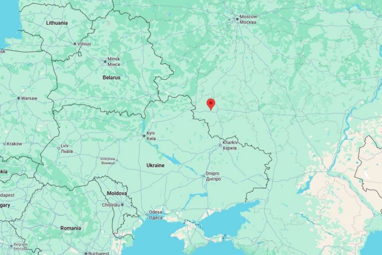 Lokalizacja Kurskiej Elektrowni Atomowej na mapie wschodniej Europy. Obrazek ilustracyjny. Źródło: google maps