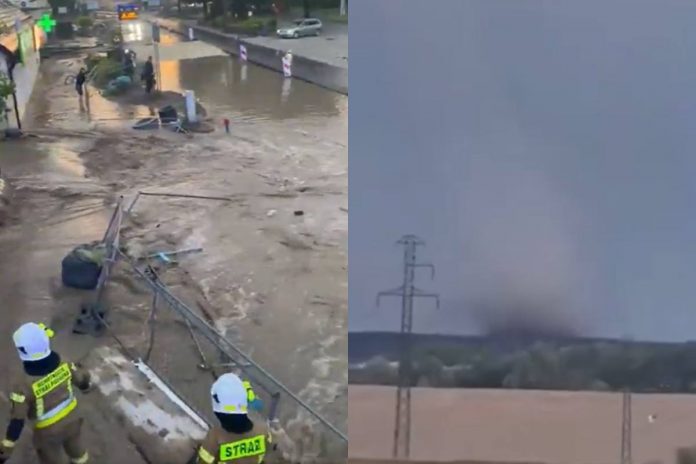 Podtopienia i trąba powietrzna na Śląsku.