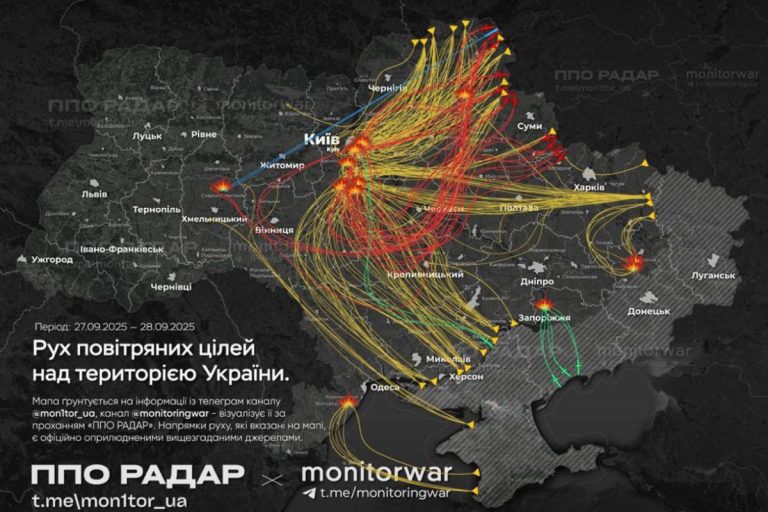 Atak rosyjskich dronów na Kijów w nocy z 27 na 28 września 2025 r. Obrazek ilustracyjny. Źródło: X