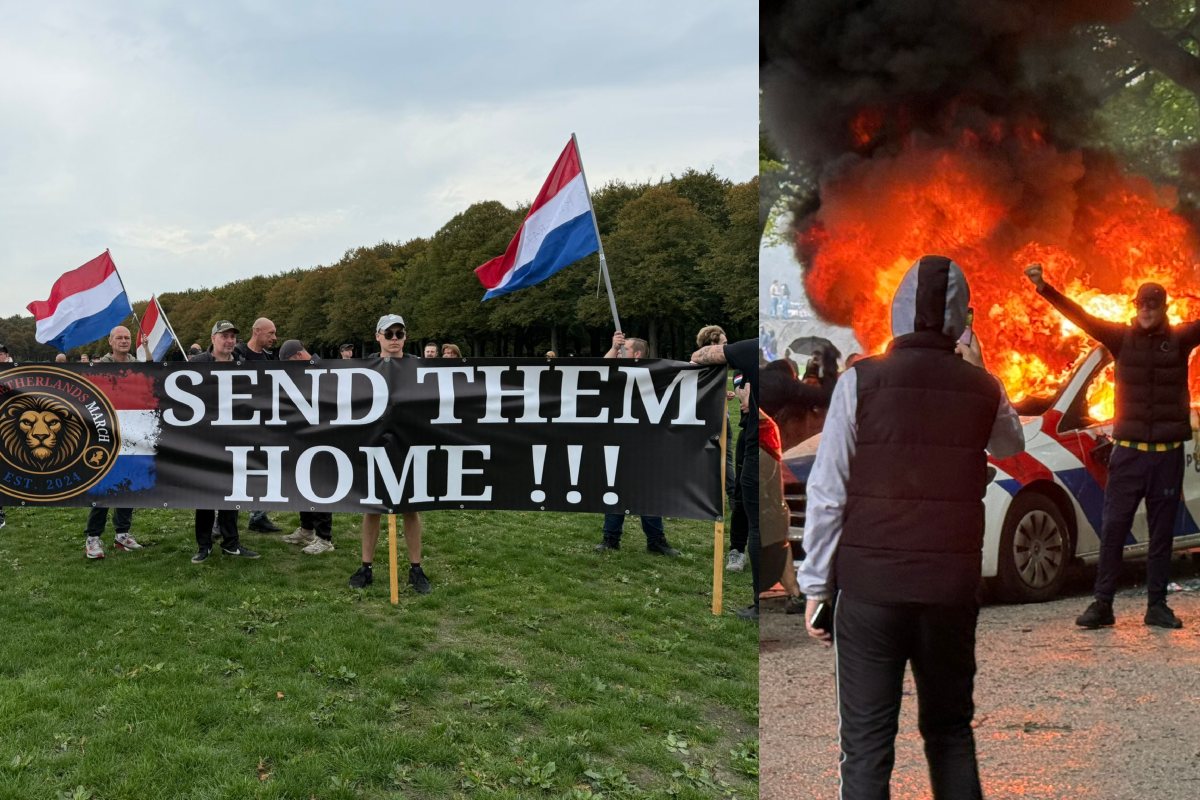 Wielka demonstracja w Hadze przeciwko imigrantom. Zablokowana autostrada, podpalony radiowóz, ranni policjanci [VIDEO]
