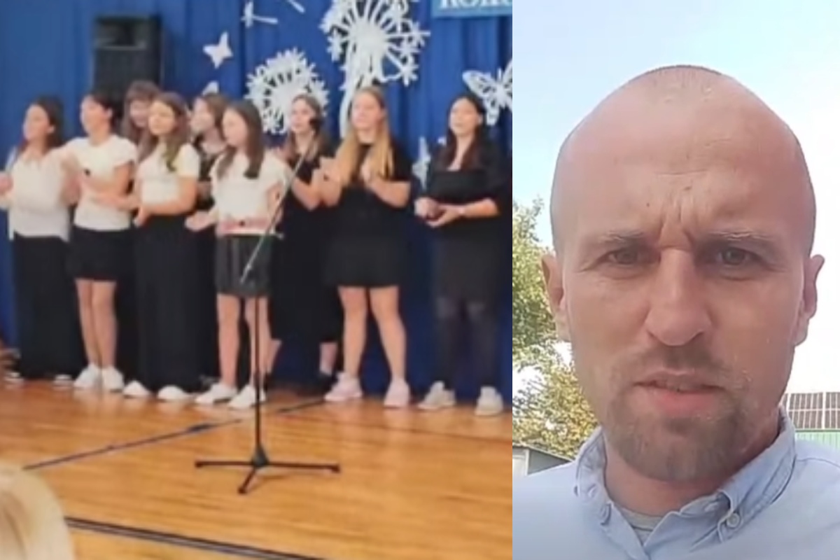 Skandal na rozpoczęciu roku w podstawówce w Starachowicach. „Od Warszawy po Abu Dhabi tak się k**wa Polska bawi” [VIDEO]