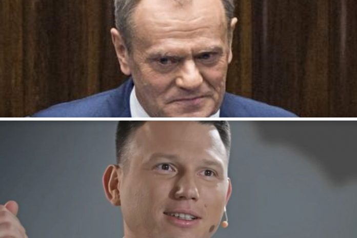 Donald Tusk i Sławomir Mentzen. /Foto: YT (screen)