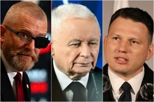 Grzegorz Braun, Jarosław Kaczyński i Sławomir Mentzen.