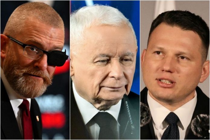 Grzegorz Braun, Jarosław Kaczyński i Sławomir Mentzen.