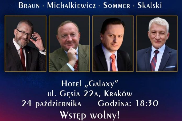 NCZAS.INFO | Debata historyczna: Braun, Michalkiewicz, Sommer, Skalski w Krakowie. Foto: X/ Konfederacja Korony Polskiej Kraków