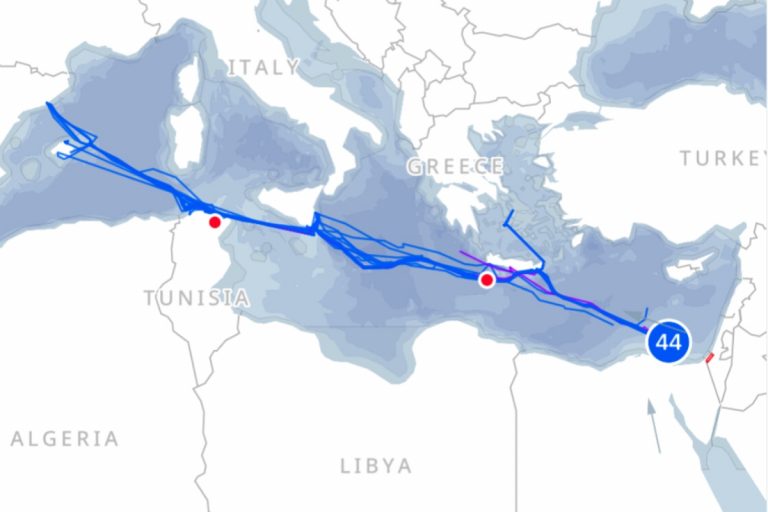 Trasa rejsu flotylli Sumud. Obrazek ilustracyjny. Źródło: X/@GlobalSumudF