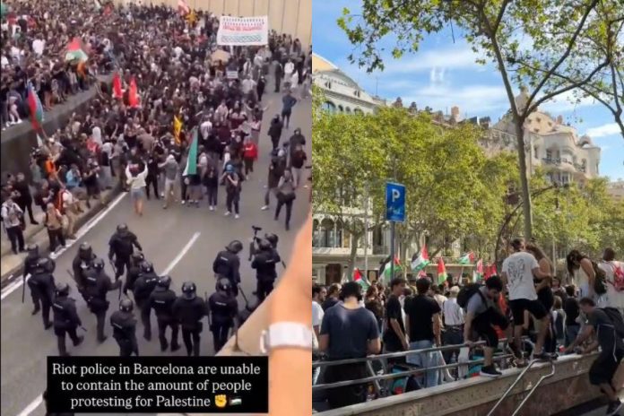 Tysiące osób protestowały w Barcelonie przeciwko wojnie w Strefie Gazy.