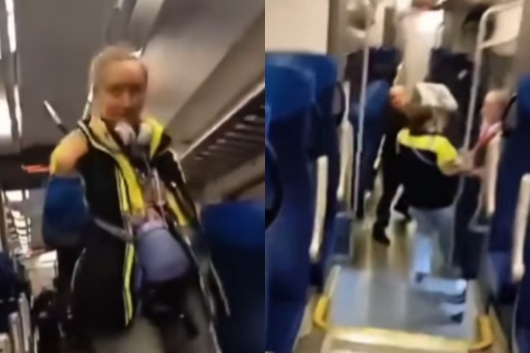 ukrainka pociag noz walizka