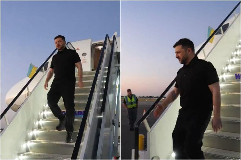 Zełenski ląduje w USA, nagranie.