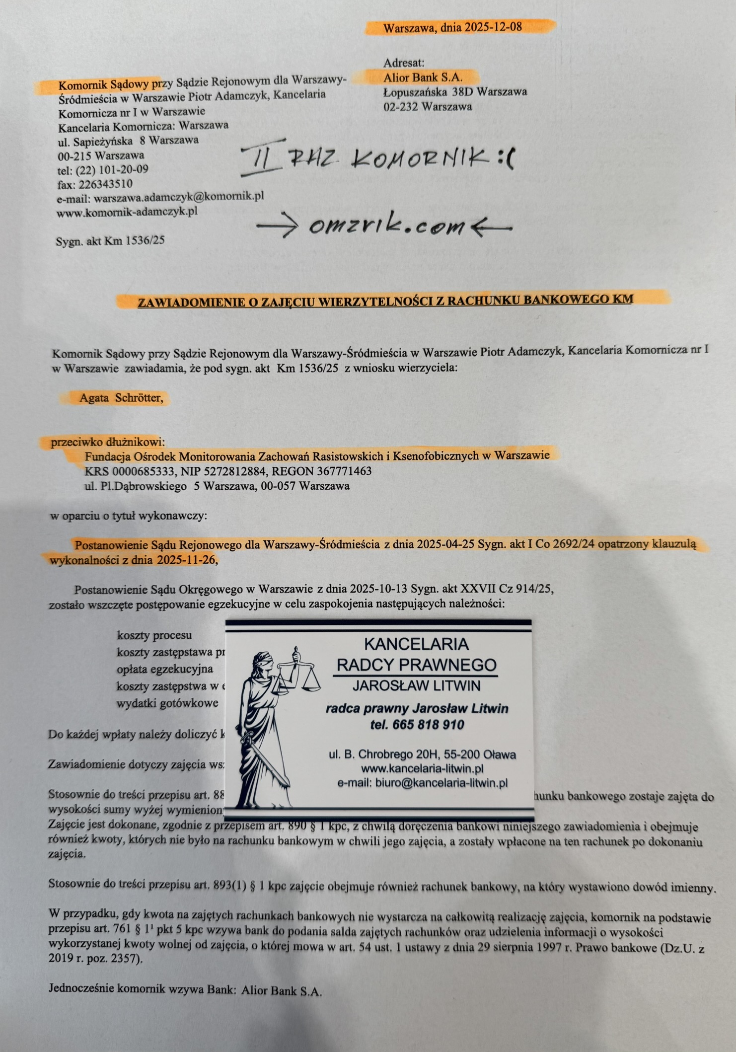 Skandaliczne zaniedbania jaczejki OMZRiK. Komornik zajął jej konto