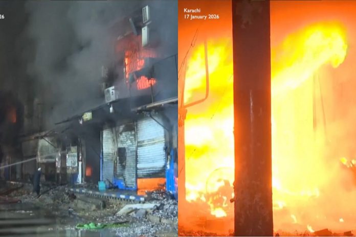 NCZAS.INFO | Potężny pożar w centrum handlowym w Karaczi, Pakistan.