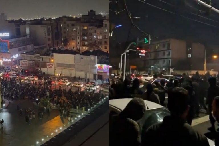 Starcia między policją a protestującymi w Iranie.