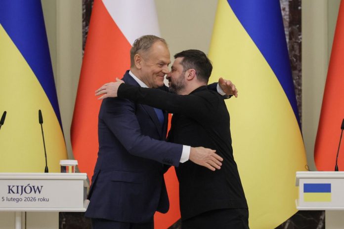 Premier Donald Tusk oraz prezydent Ukrainy Wołodymyr Zełenski