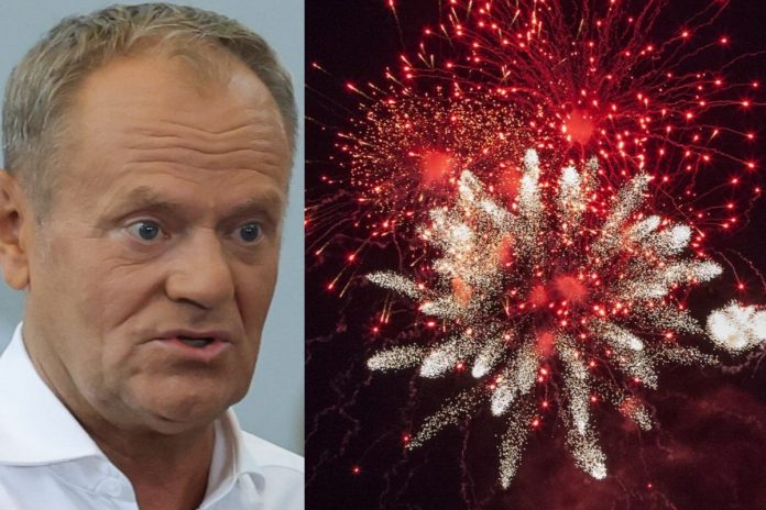 donald tusk fajerwerki