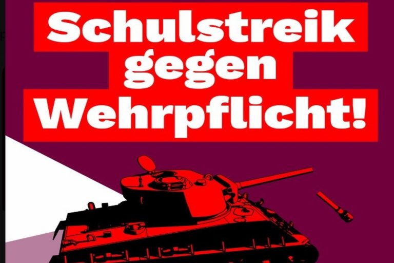 Plakat lewicowej Der Linke wzywający do strajku.