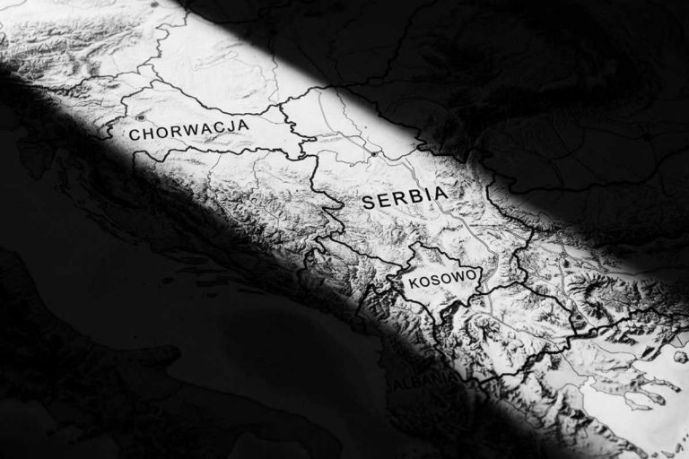 Mapa Bałkanów. Chorwacja, Serbia, Kosowo.