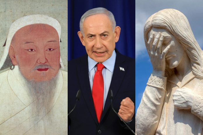 NCZAS.INFO | Prawdopodobny wizerunek Czyngis-chana, Benjamin Netanjahu i figura Jezusa Chrystusa. Obrazek ilustracyjny. Źródło: PAP/wikimedia
