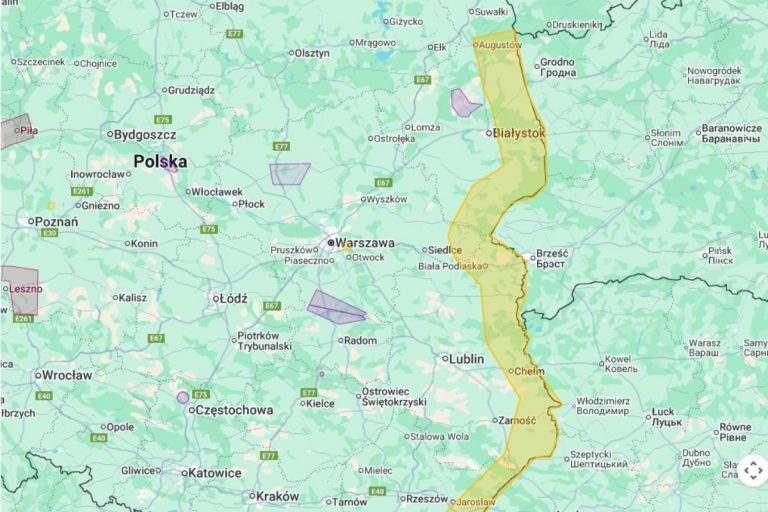NCZAS.INFO | Strefa zakazu lotów przy granicy Polski z Ukrainą i Białorusią. Obrazek ilustracyjny.
