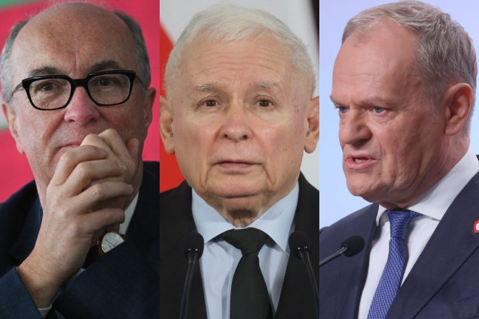 Włodzimierz Czarzasty, Jarosław Kaczyński oraz Donald Tusk.