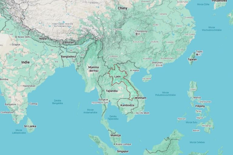 NCZAS.INFO | Laos na mapie Azji Wschodniej. Źródło: google maps
