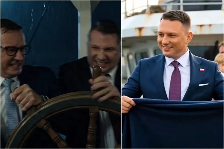 Spot Mentzena uderzający w Prawo i Sprawiedliwość.