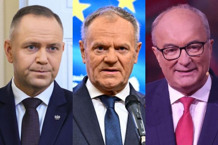 Karol Nawrocki, Donald Tusk oraz Włodzimierz Czarzasty.