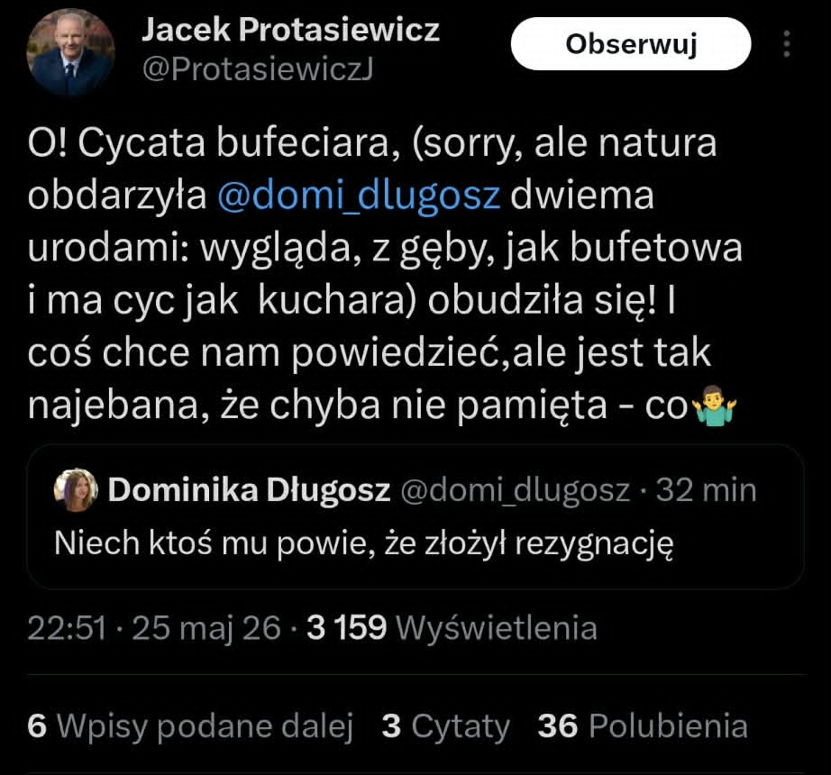 Protasiewicz na X.