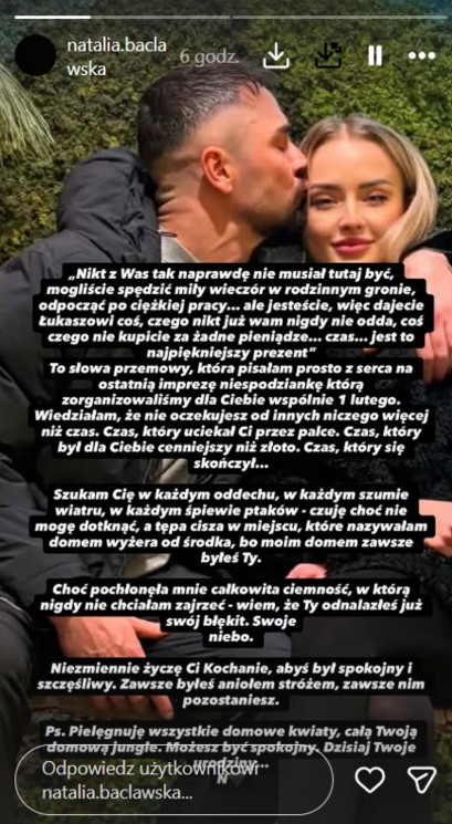 Partnerka Litewki, Natalia, opublikowała wpis w jego urodziny.