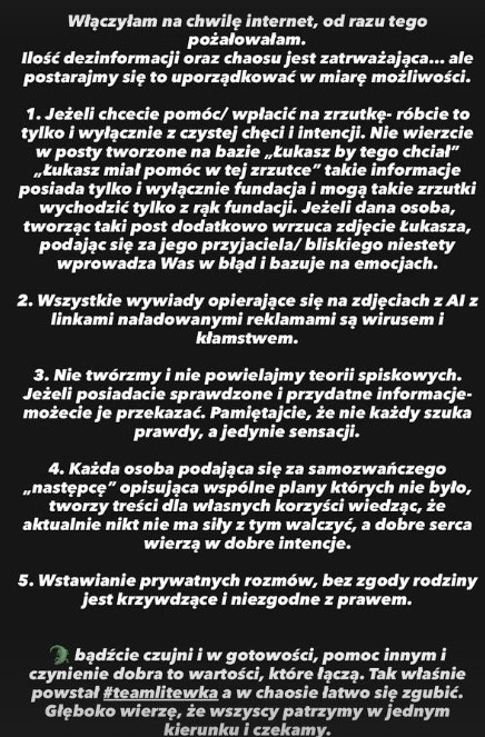 Partnerka Łukasza Litewki zabrała głos na Instagramie