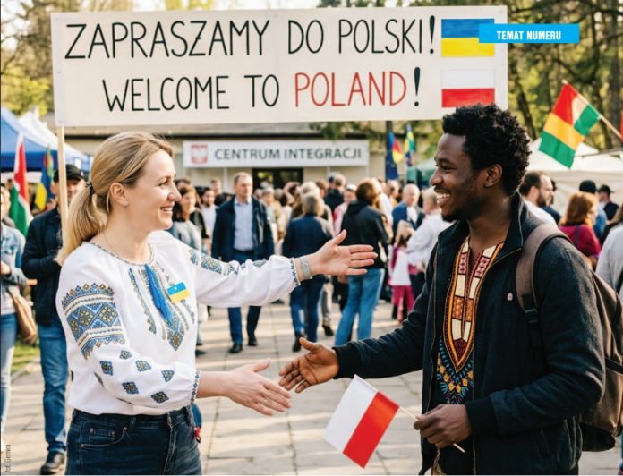 Ukrainka oraz imigrant z Afryki