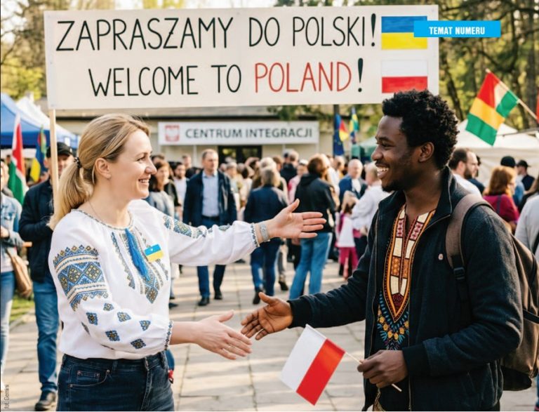Ukrainka oraz imigrant z Afryki