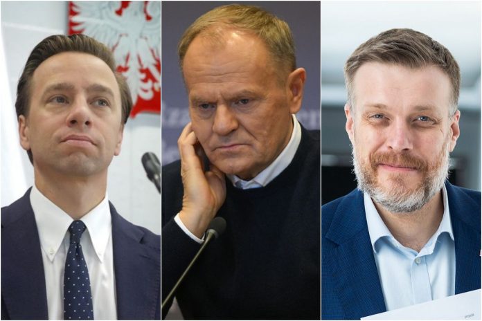 Krzysztof Bosak, Donald Tusk, Adrian Zandberg.