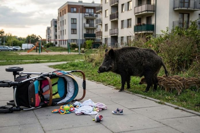 Atak dzika na dziecko w Krakowie.