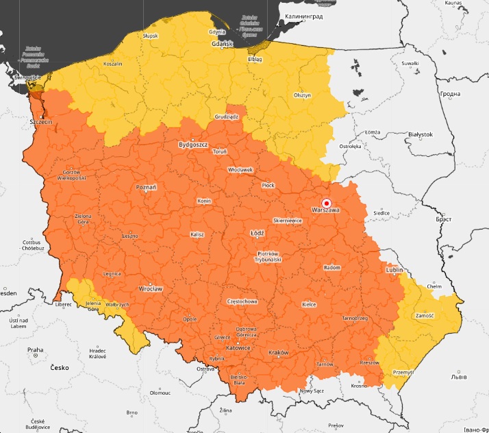 Alerty IMGW będą obowiązywały od soboty (20 czerwca) od godziny 11-12, do niedzieli (21 czerwca) do godziny 20. 