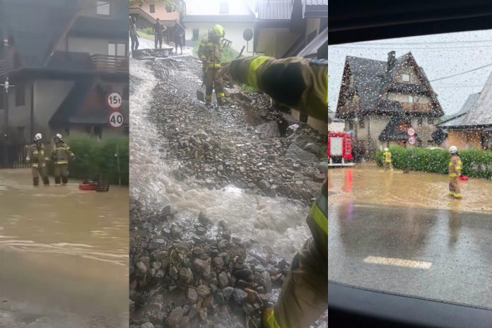 krakow bialy dunajec psp straz pozarna ulewa podtopienia powodz