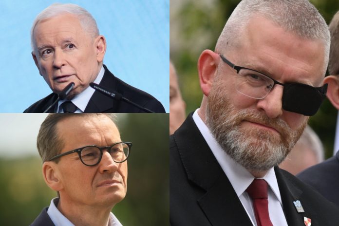 NCZAS.INFO | Jarosław Kaczyński, Mateusz Morawiecki i Grzegorz Braun. Obrazek ilustracyjny. Foto: PAP