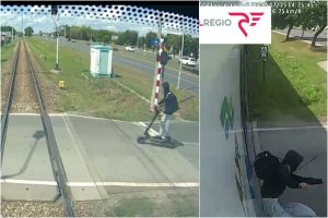 Nastolatek na hulajnodze elektrycznej wjechał w pociag.